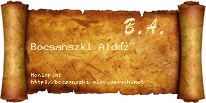 Bocsanszki Aldó névjegykártya